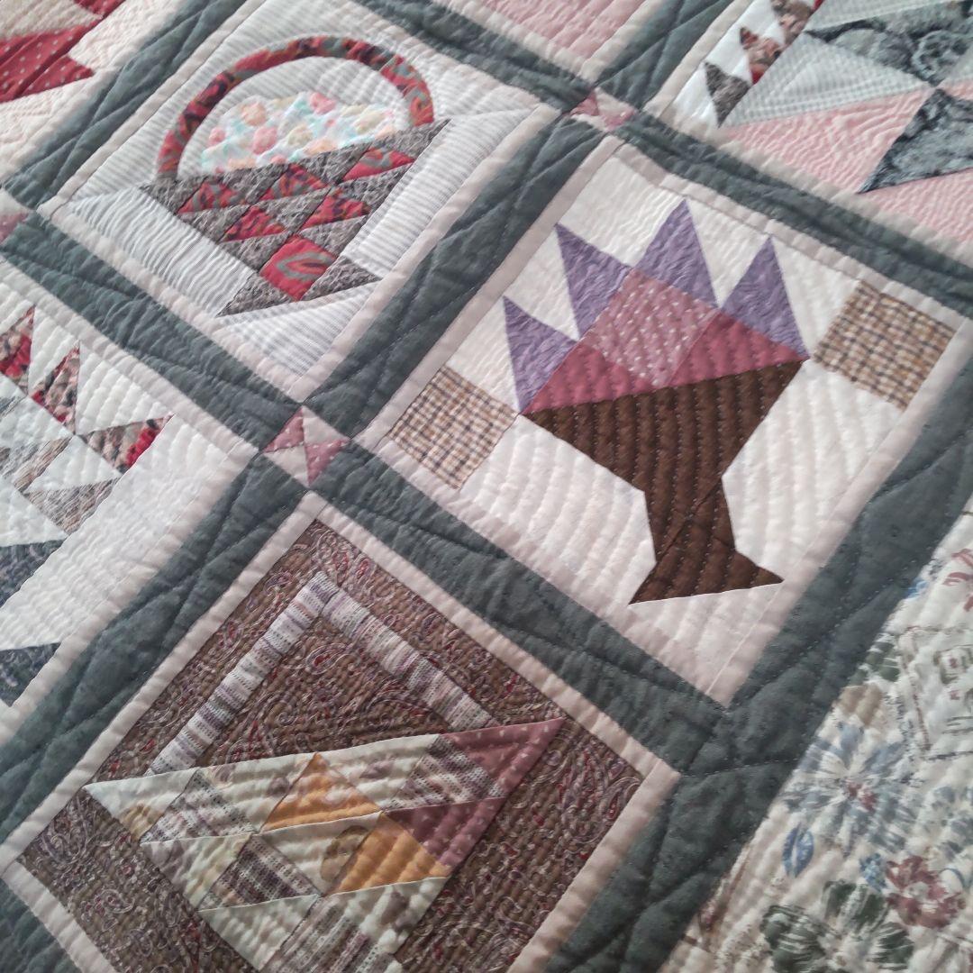 *49♦パッチワークキルト タペストリー★ハンドメイド★ヴィンテージ★レトロ