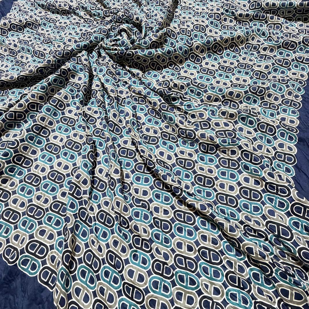 エルメス HERMES 大判スカーフ　ストール　シワ加工　シェーヌダンクル柄