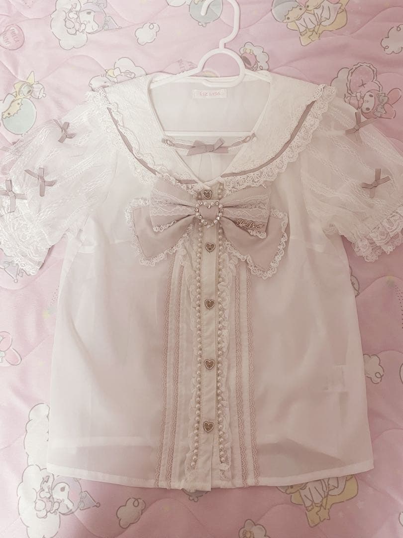 LIZLISA メニーリボンスリーブセーラーブラウス ピンク 美品