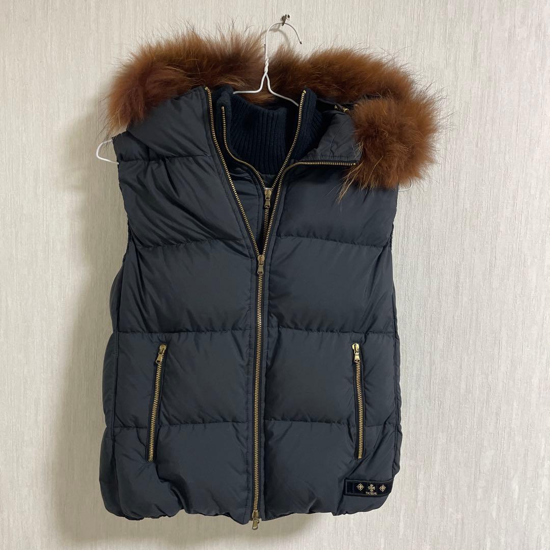 TATRASタトラス ダウンベスト ポーランド ラクーンファー ブラックSサイズ