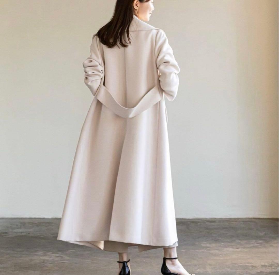 美品 NOBLE ノーブルトリプルクロスワイドカラーロングコート M