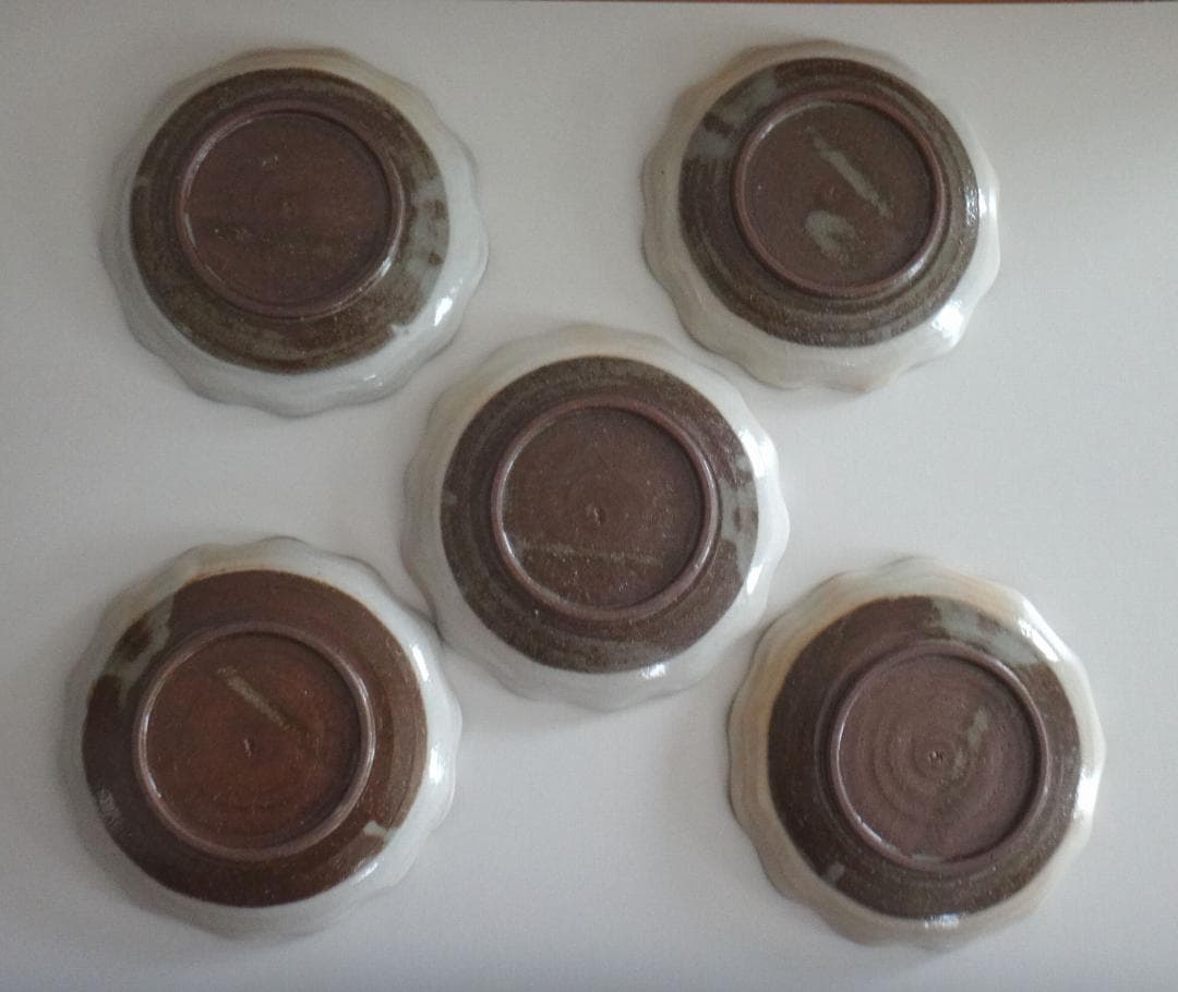 井泉窯　小川忠計作【源氏の花】和菓子皿揃共箱　栞付　丸皿一枚　小皿5枚セット