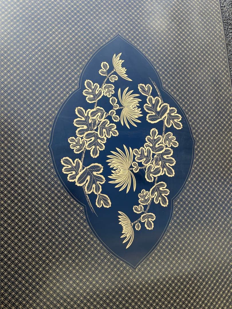 輪島塗 東恒博 溜塗 菊花　沈金 ローテーブル　在銘　蒔絵