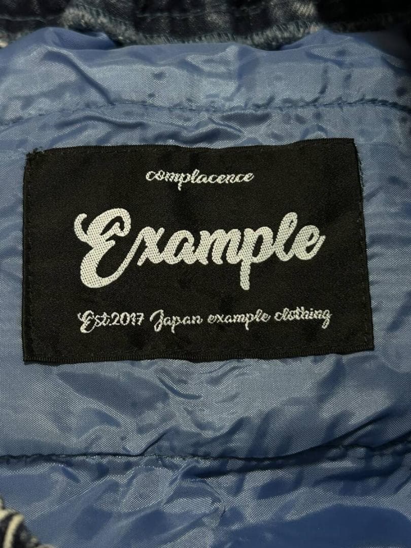 エグザンプル×スターター ケミカルウォッシュ ロゴ刺繍 イージー デニムパンツ