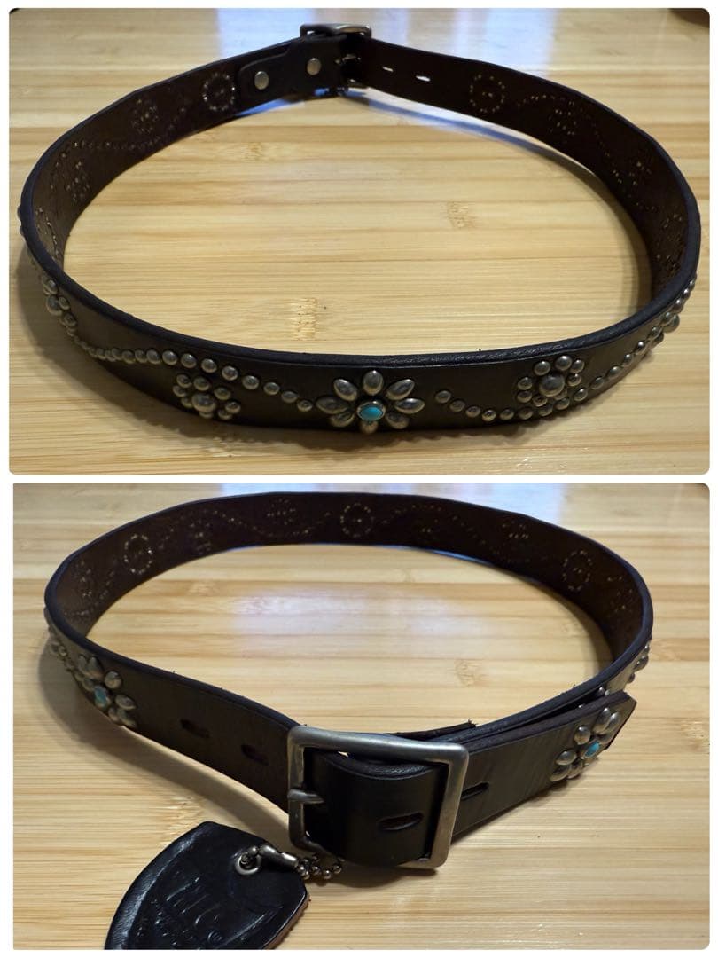 ⭐️新品⭐️HTC⭐️フラワーターコイズ⭐️シルバースタッズ⭐️ブラックレザー⭐️32インチ