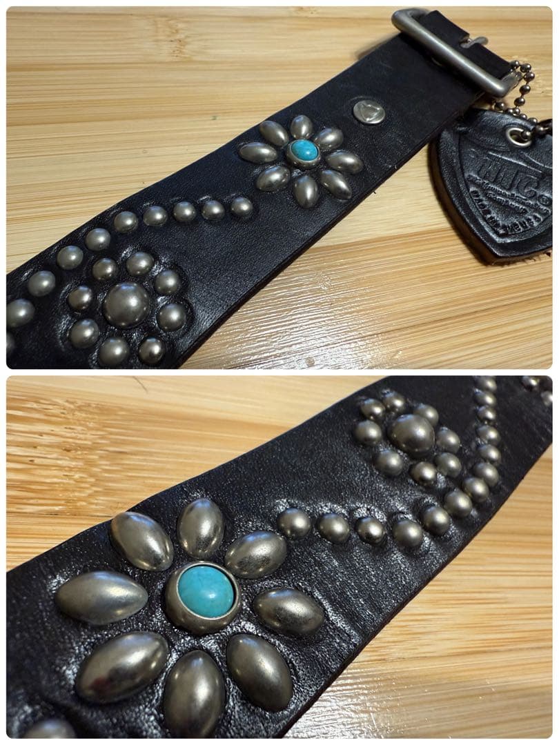 ⭐️新品⭐️HTC⭐️フラワーターコイズ⭐️シルバースタッズ⭐️ブラックレザー⭐️32インチ
