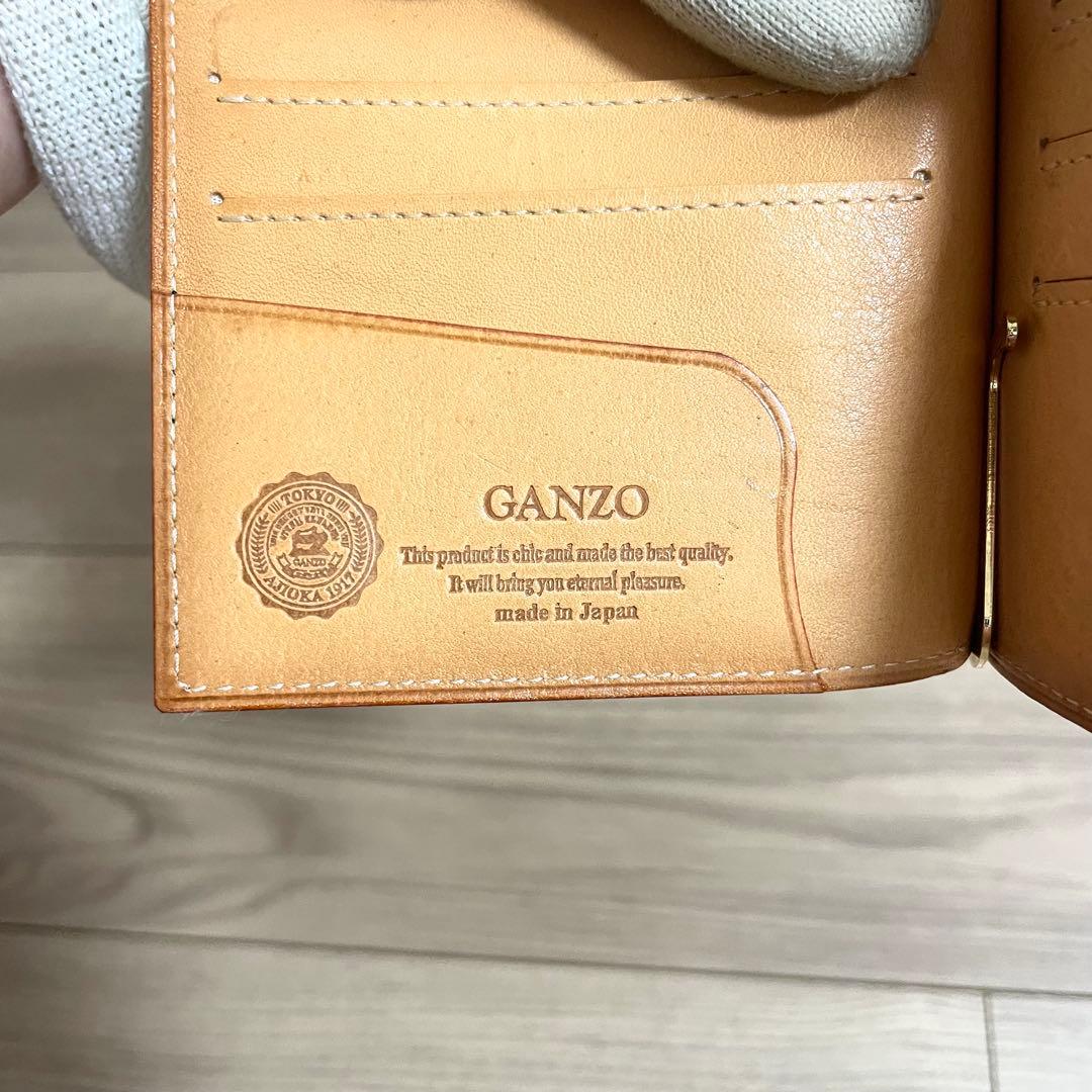 未使用/ガンゾ　二つ折り財布　マネークリップ　ブラック　ブライドルレザー