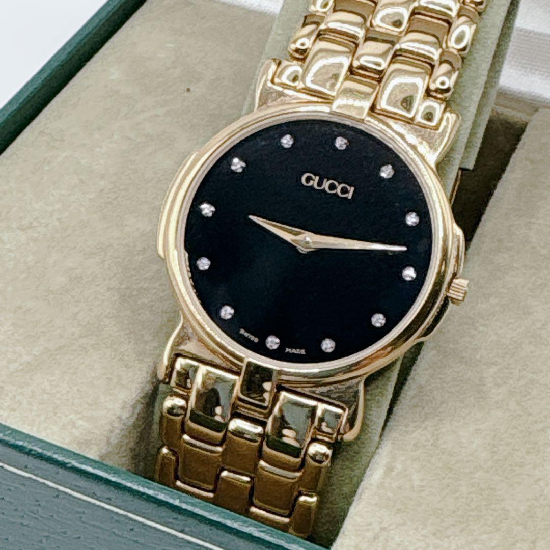 【極美品完備品】GUCCI グッチ 3400M 12Pダイヤ 付属品あり 稼働品