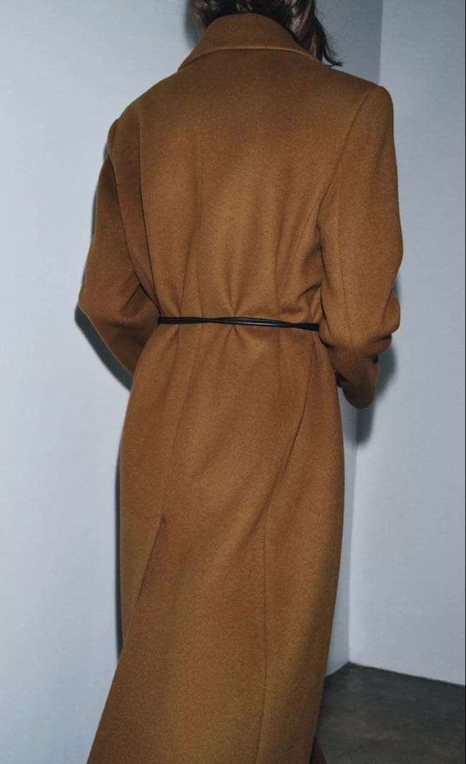 新品未使用ZARA ウールブレンド ブラウンロングコート