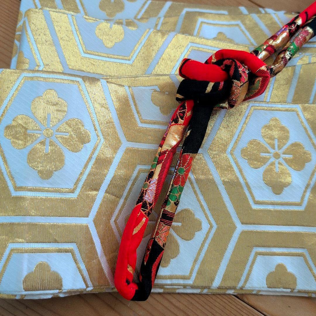 七五三7歳女の子総絞り着物＆半幅帯＆帯締め&帯揚げ&草履＆バッグ