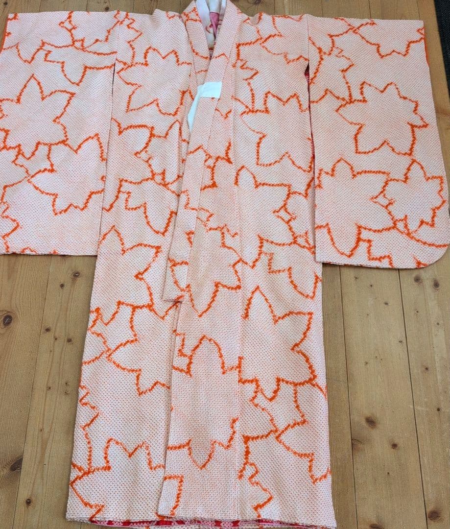 七五三7歳女の子総絞り着物＆半幅帯＆帯締め&帯揚げ&草履＆バッグ