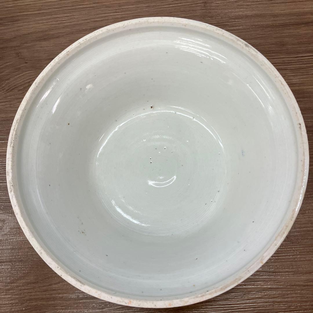 D-4 アンティーク 蓋付き 染付 錦手 鳳凰文様 鉢 時代物 骨董 古美術 丼