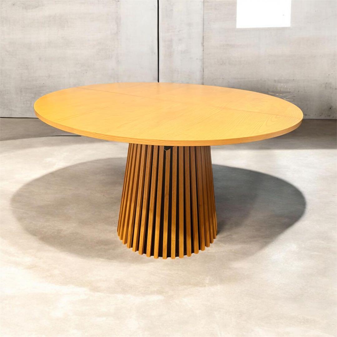 伸長式ラウンドテーブル 円形 ダイニングテーブル 拡張 木製 ジャパンディ 丸型