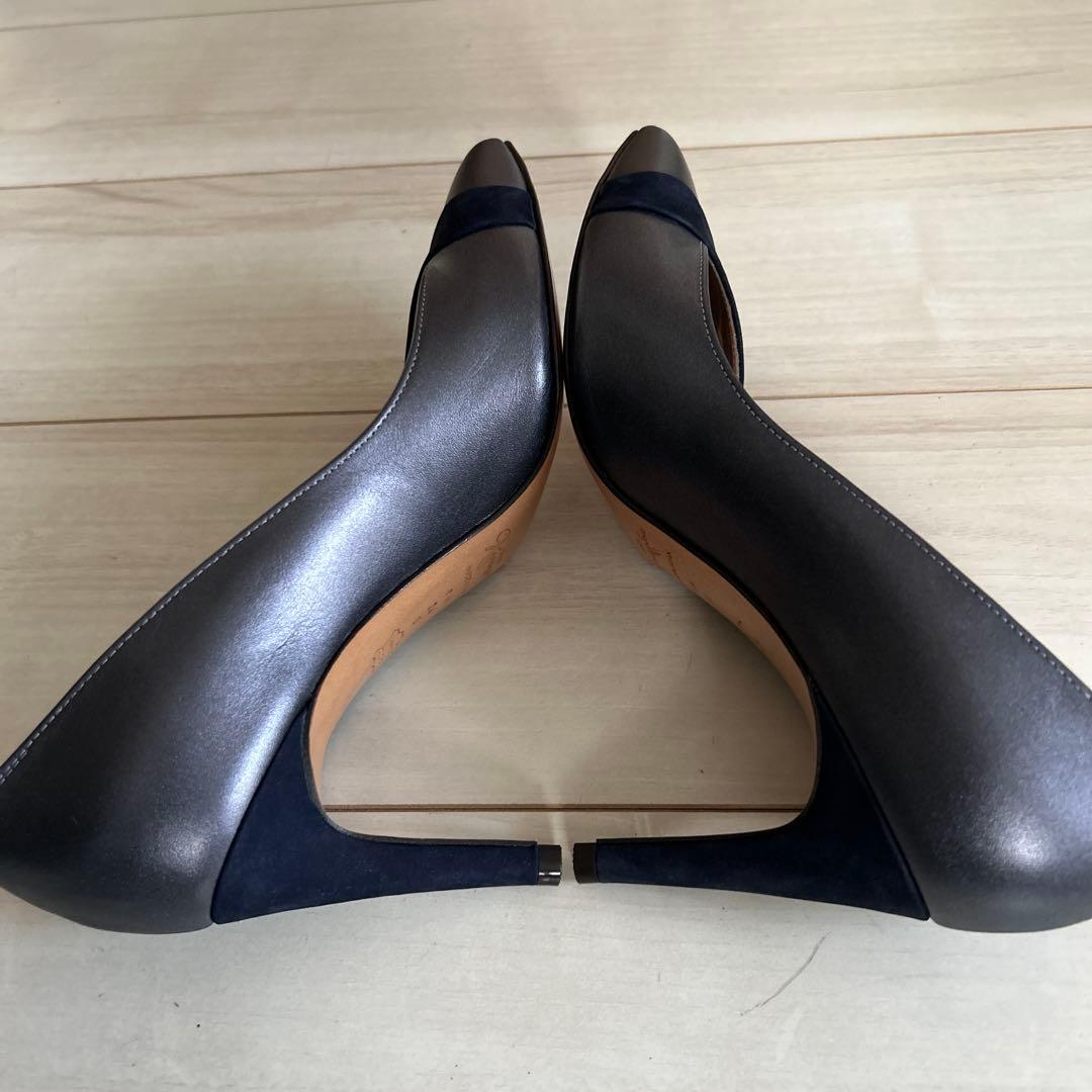 ねこのおとうさん専用(未使用】銀座かねまつ　レザー×スエード　パンプス　24cm