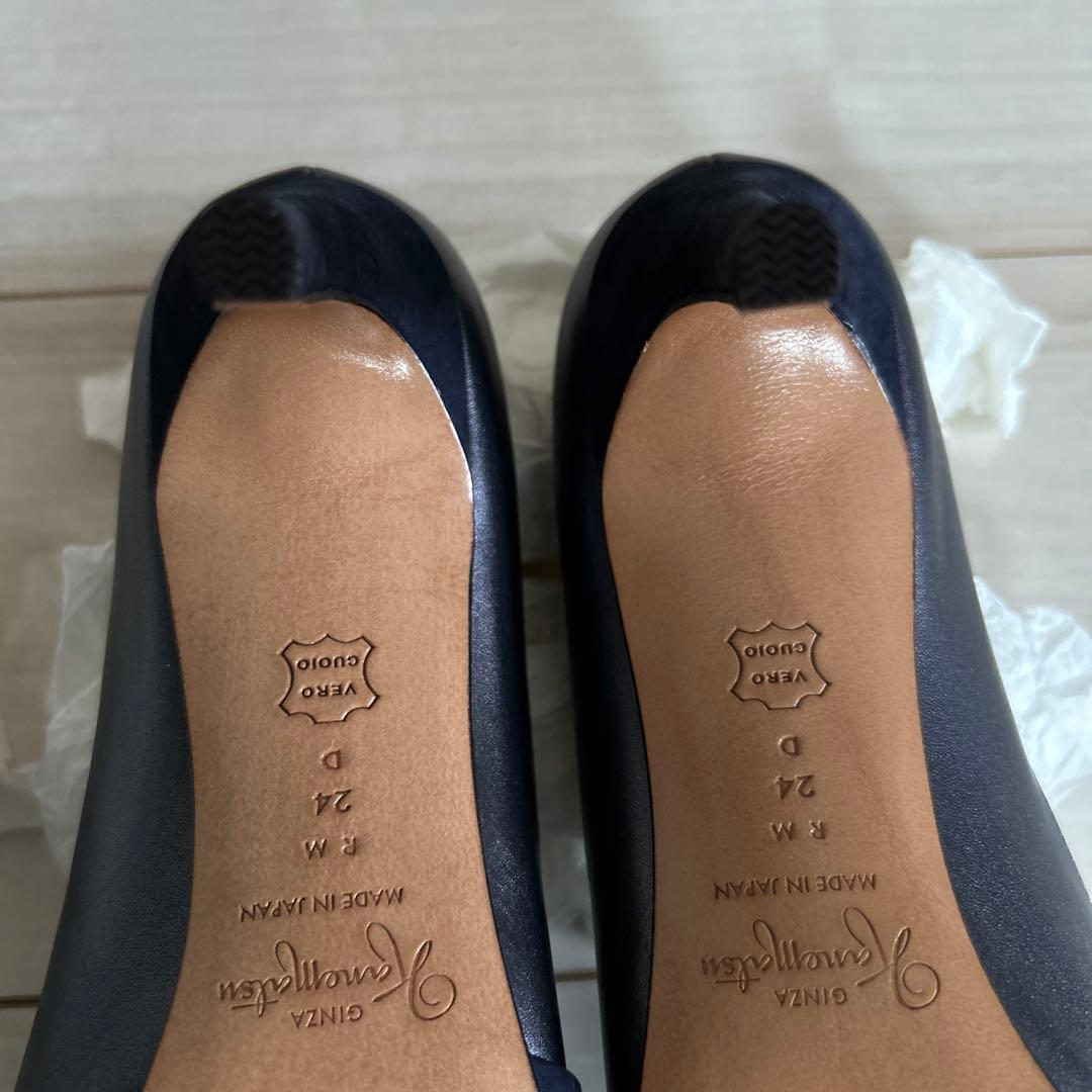 ねこのおとうさん専用(未使用】銀座かねまつ　レザー×スエード　パンプス　24cm