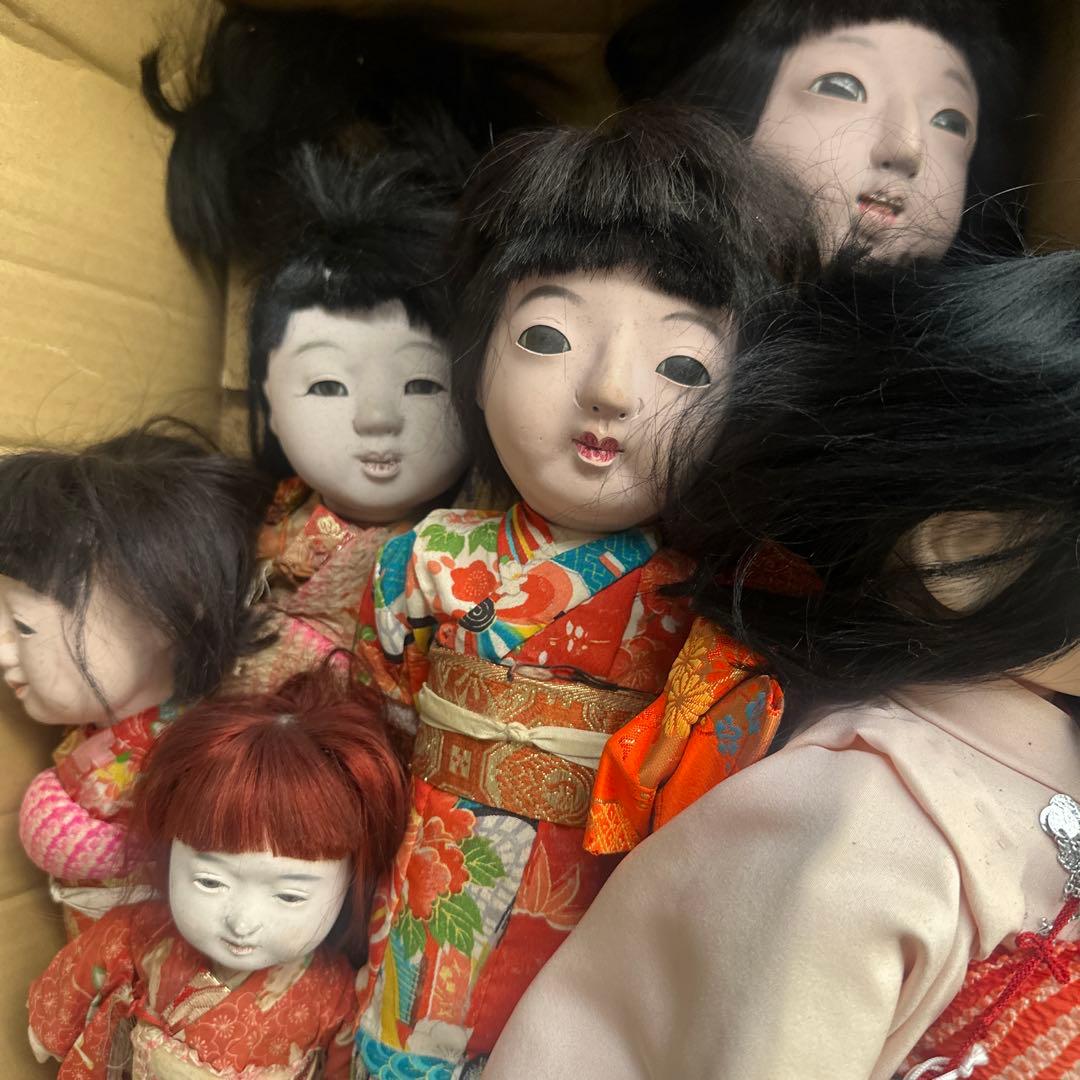 お値下げ❣️座敷童子部屋の市松人形セット 伝統的和服 黒髪