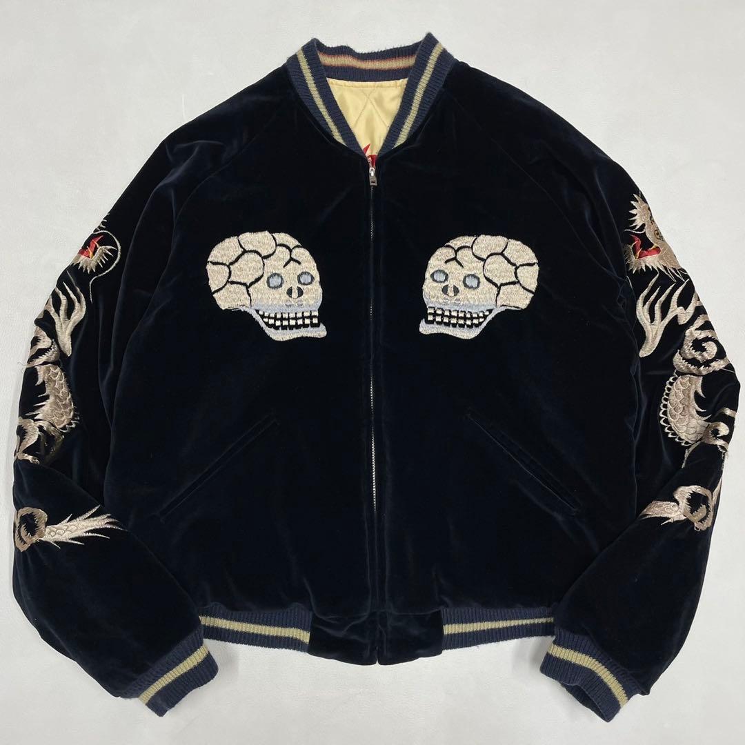 希少 東洋 赤虎×スカル 別珍 スカジャン リバーシブル TT11783