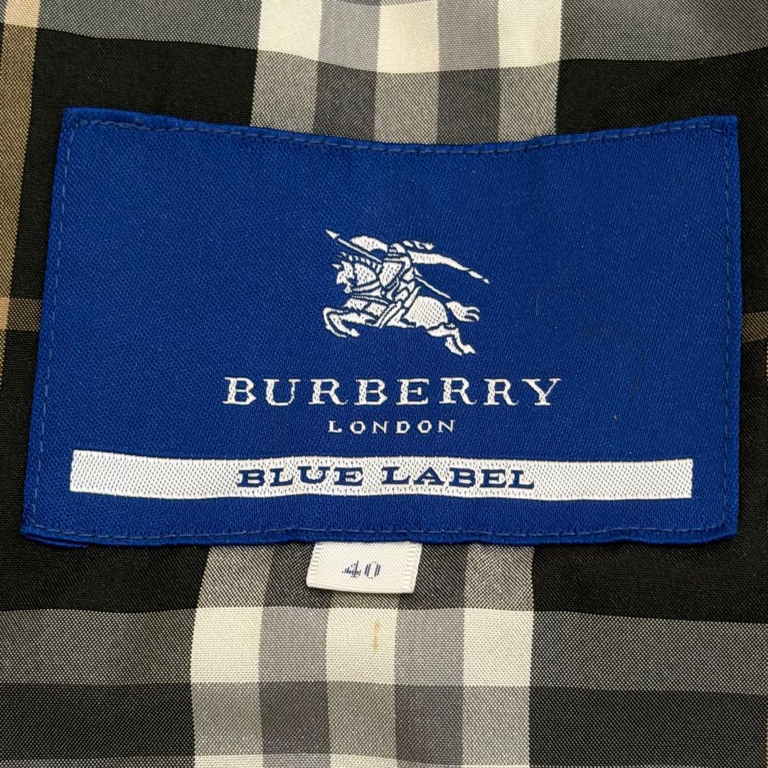 バーバリーブルーレーベル　ダウンコート　チェック　フード　ファー　パープル　L