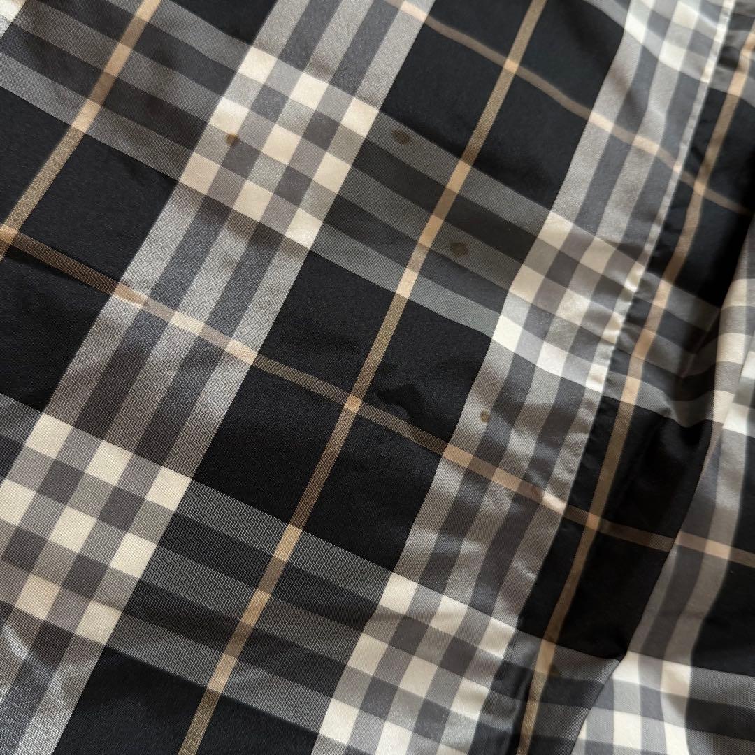 バーバリーブルーレーベル　ダウンコート　チェック　フード　ファー　パープル　L