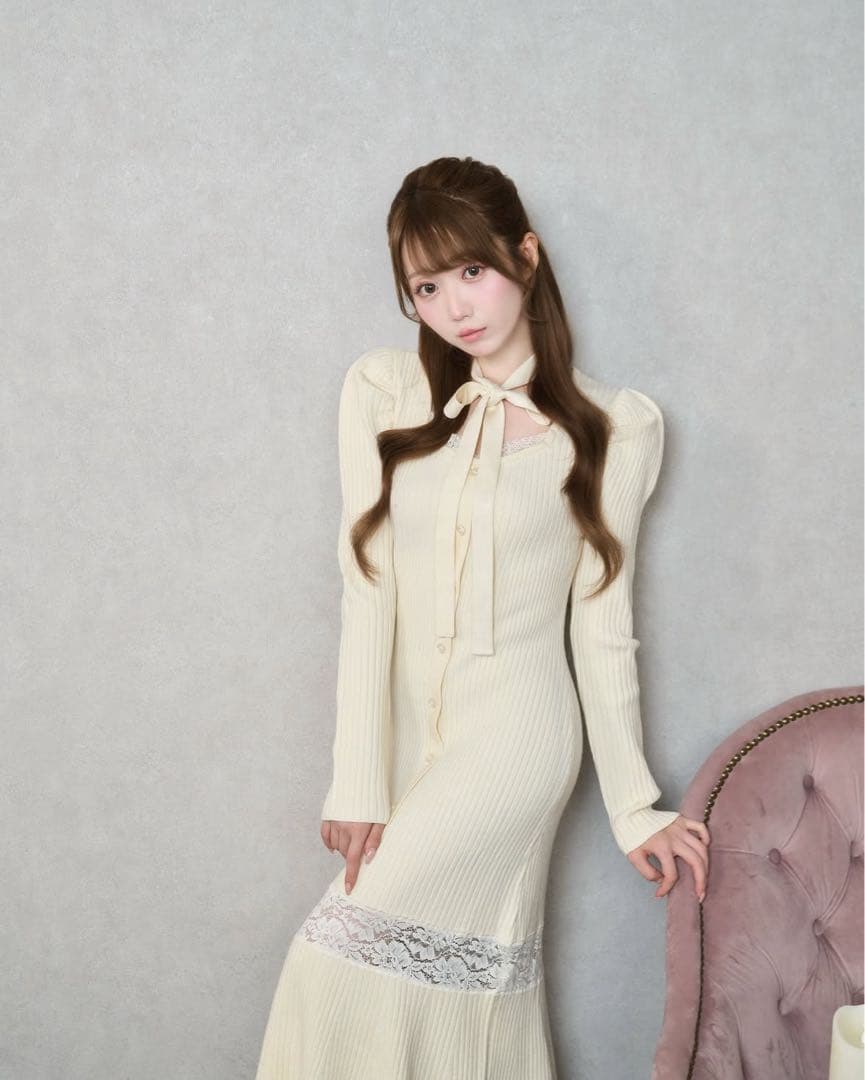 ロゼミューズ RoséMuse Mermaid lace knit dress