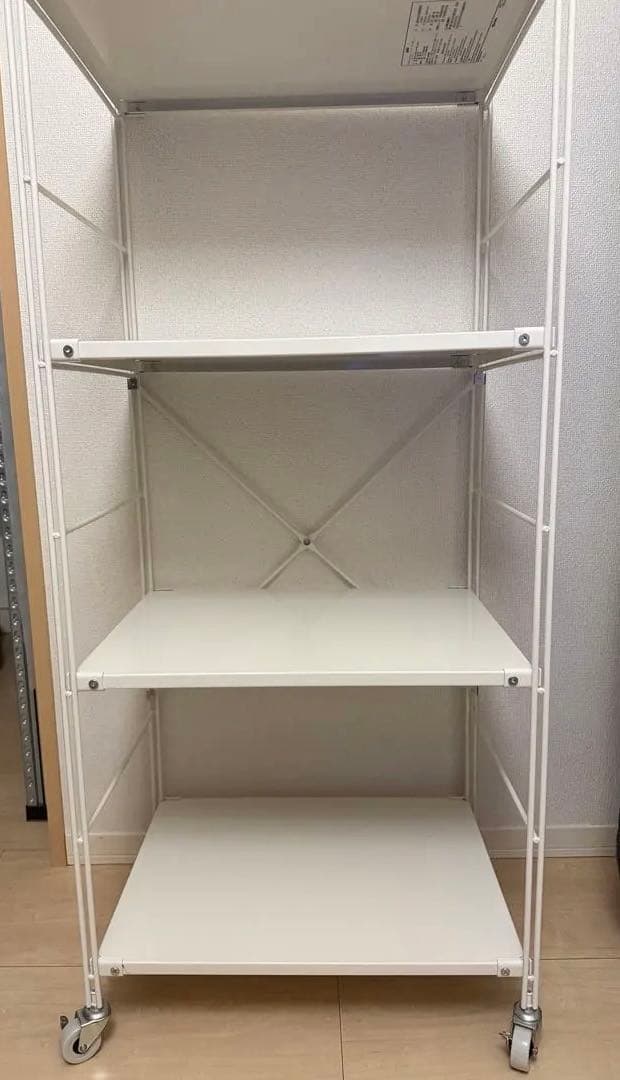 無印良品ホワイト スチールラック 4段 キャスター付き