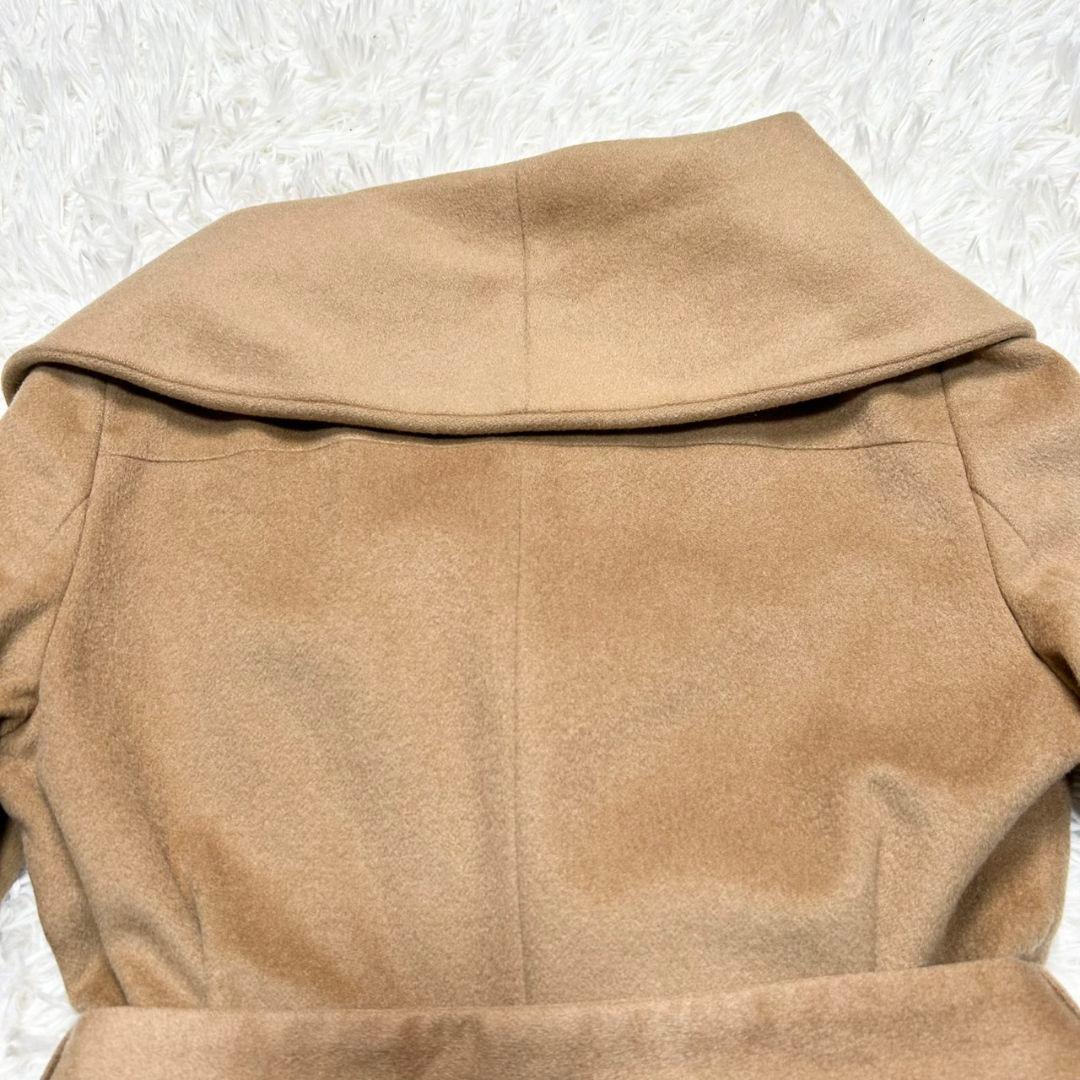 【美品】イネド カシミヤ100% ロングコート 女優襟 Aライン キャメル S