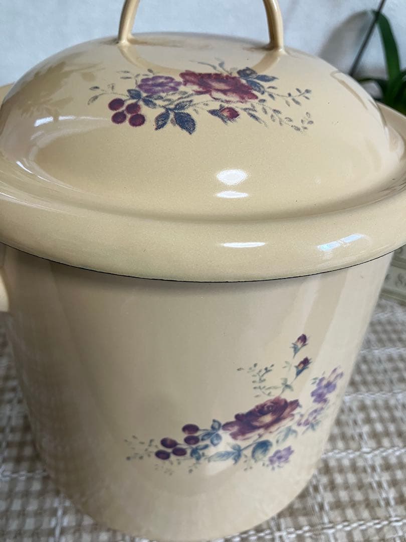 ⑤ imane イマン　日本製 ホーローストッカー キャニスター ローズ　薔薇