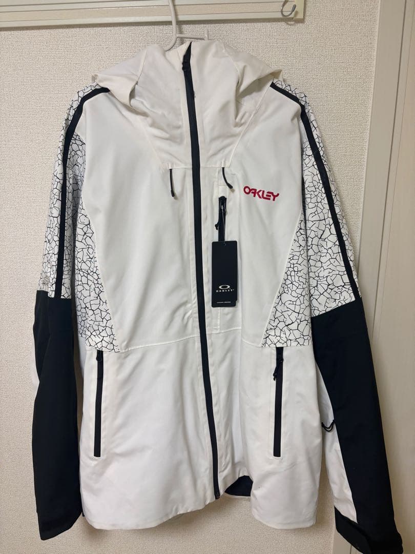 OAKLEY フード付きジャケット ホワイト/ブラック スノーボードメンズ用