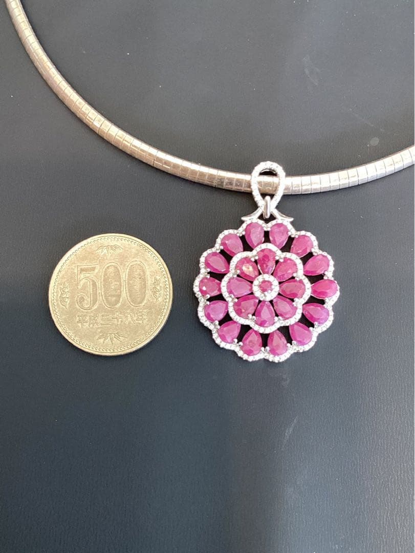 t*a様 天然石ルビーデザインネックレス＆サイズ限定18号デザインリング19号￼