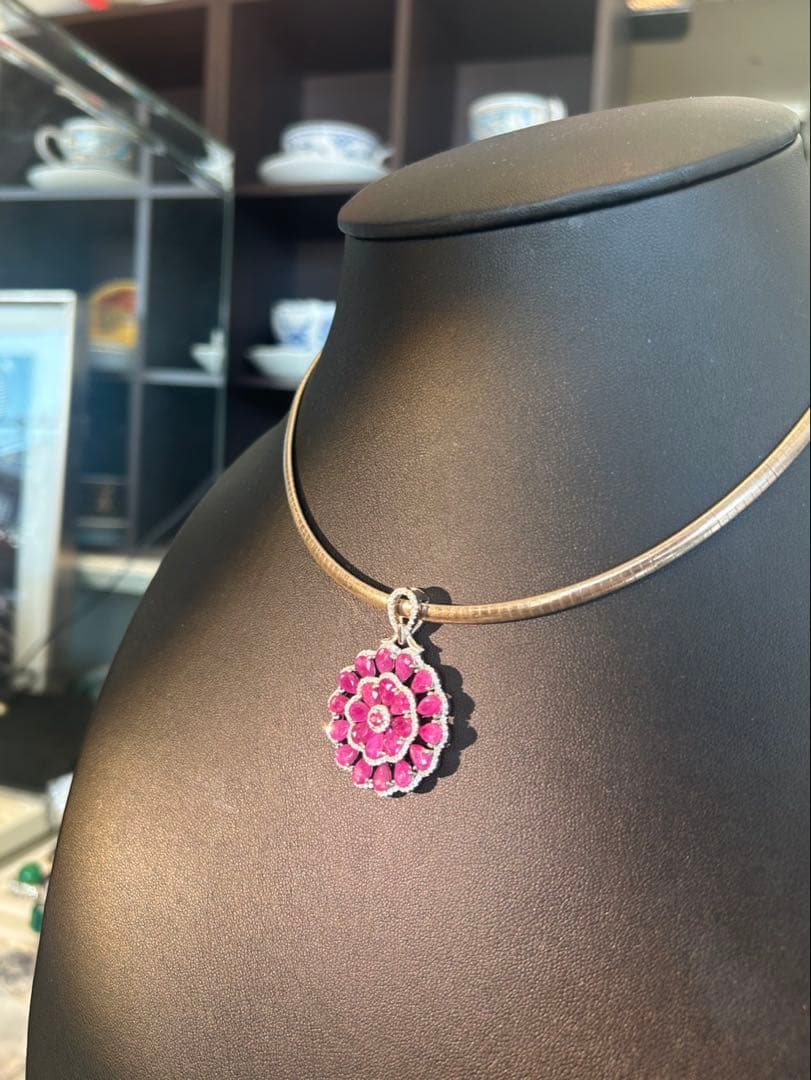 t*a様 天然石ルビーデザインネックレス＆サイズ限定18号デザインリング19号￼