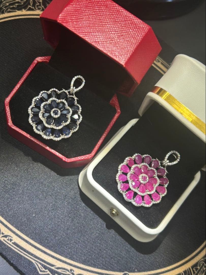 t*a様 天然石ルビーデザインネックレス＆サイズ限定18号デザインリング19号￼