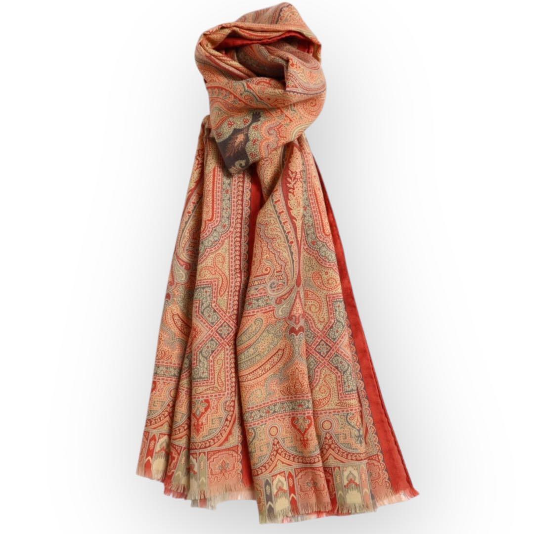 Vintage ETRO エトロ ペイズリー柄 ストール スカーフ ウールシルク