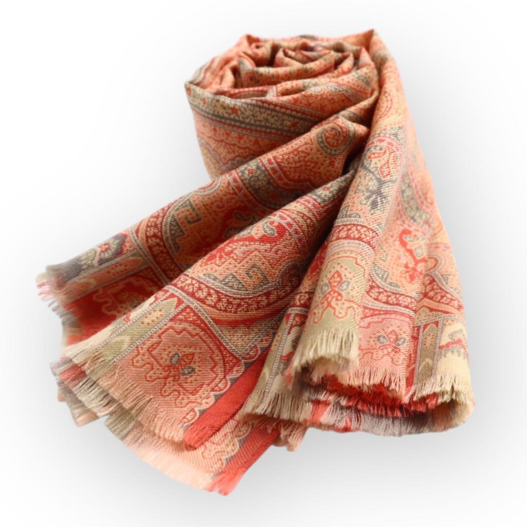 Vintage ETRO エトロ ペイズリー柄 ストール スカーフ ウールシルク
