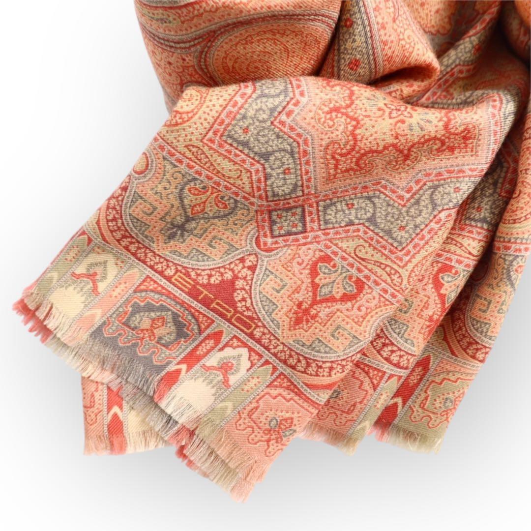 Vintage ETRO エトロ ペイズリー柄 ストール スカーフ ウールシルク