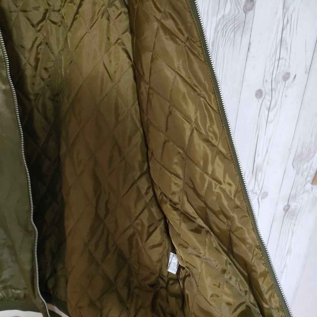 スカジャン 横須賀 刺繍デザイン 渋柄 裏地キルティング 中綿入 カーキ L