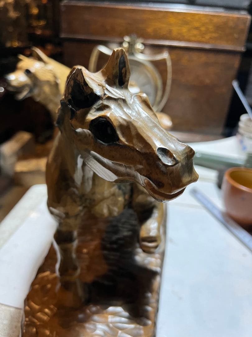 馬の木彫り、木彫りの馬、道産子馬木彫り、道産子馬、北海道の馬、番場馬