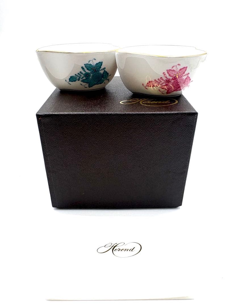 ヘレンド　ハート　小物入れ　ボンボン入れ　小鉢　アポニーターコイズ　ピンク箱付き