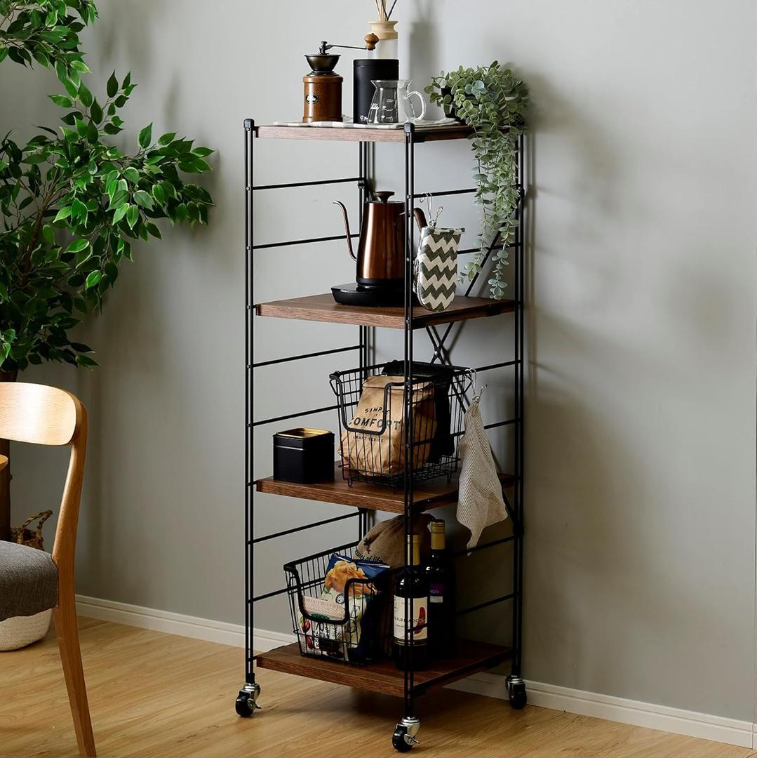 山善(YAMAZEN)ラックキャスター付 MWS-12444C(BBR/SBK)