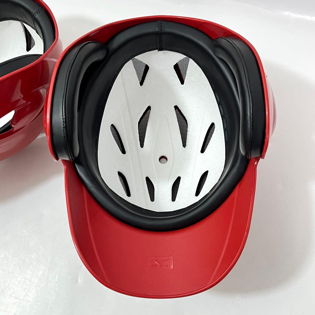 つ28【2個セット】ミズノ 野球 ヘルメット 赤 JSBB公認 軟式用 Lサイズ