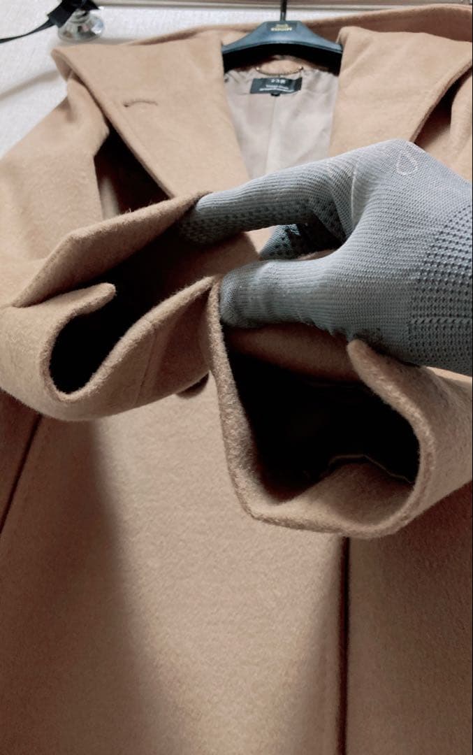 美品　23区　羊毛✖️アンゴラ　ビーバーフーデットコート　キャメル40 Lサイズ