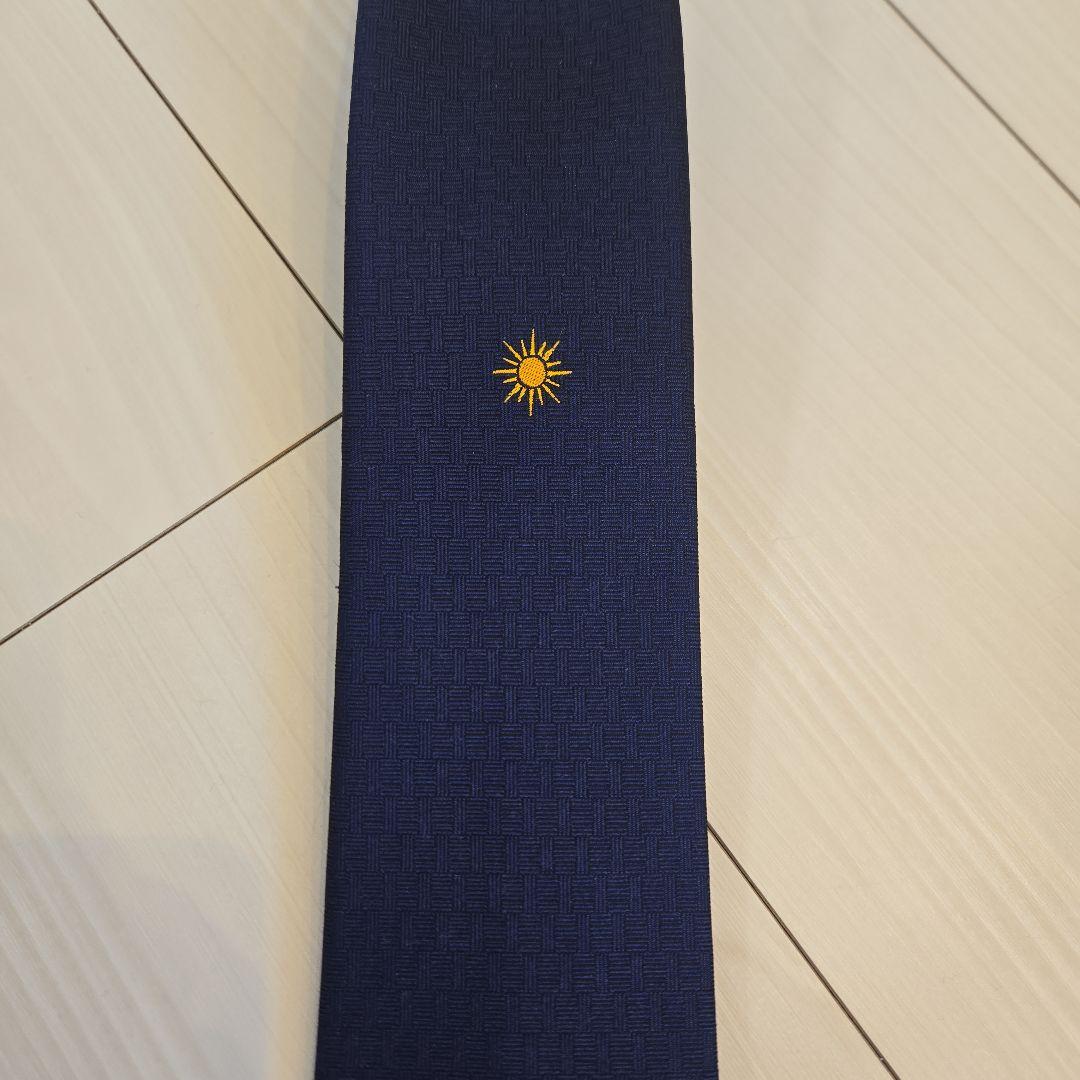 HERMES ネクタイ 紋章柄 ネイビー