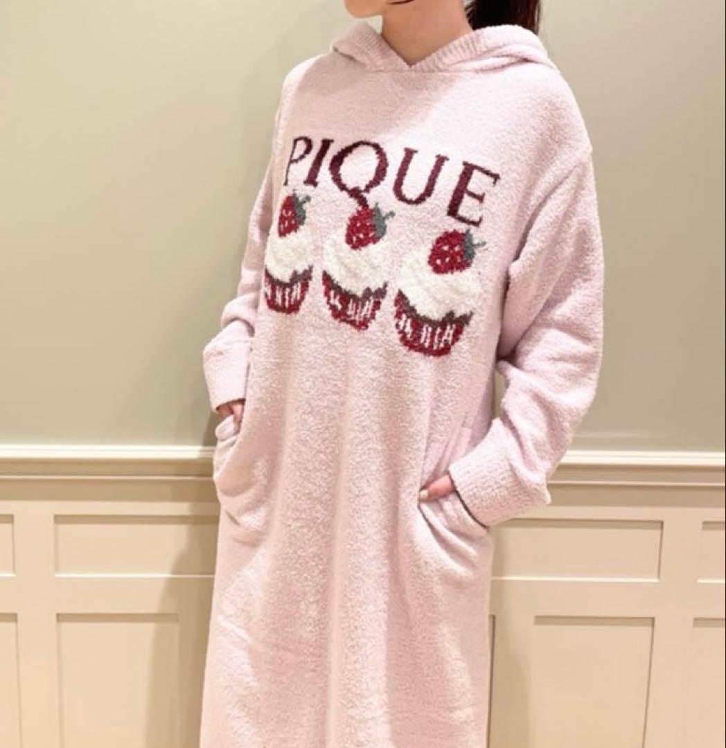 ジェラートピケ　モチーフジャガードフード付きロングワンピース＆レギンスセット