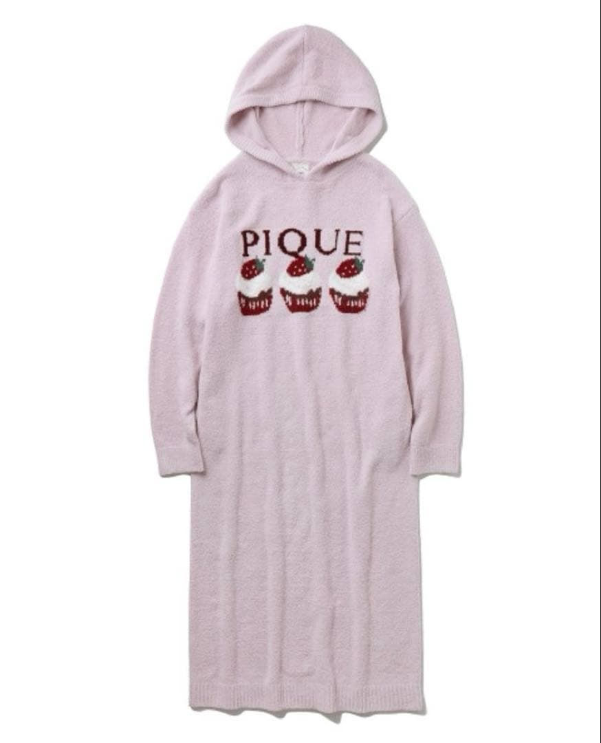 ジェラートピケ　モチーフジャガードフード付きロングワンピース＆レギンスセット