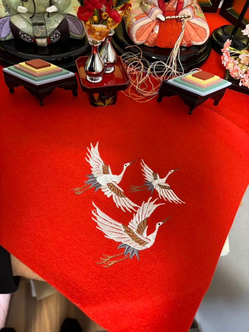 ひな祭り 雛人形セット 赤金装飾