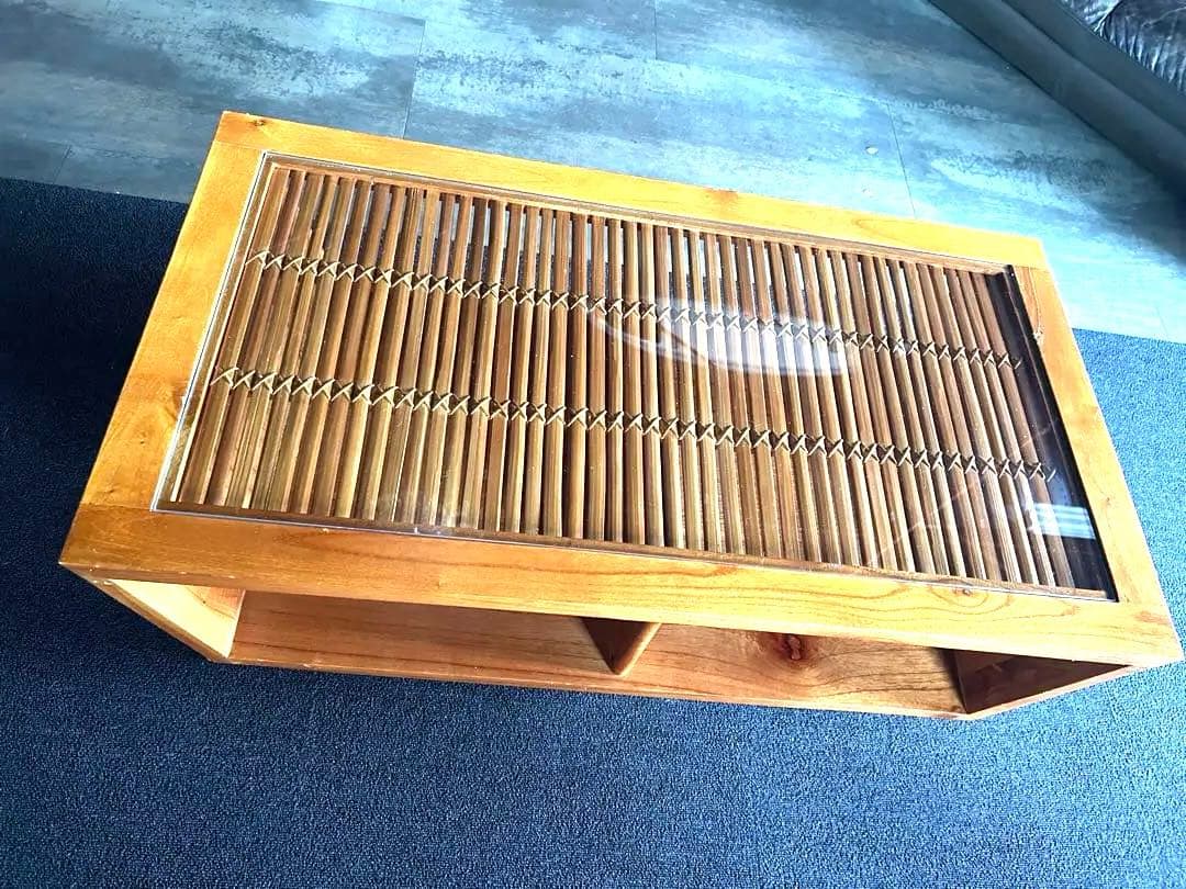 週末セール木製スラットトップセンターテーブルレトロ、モダン、