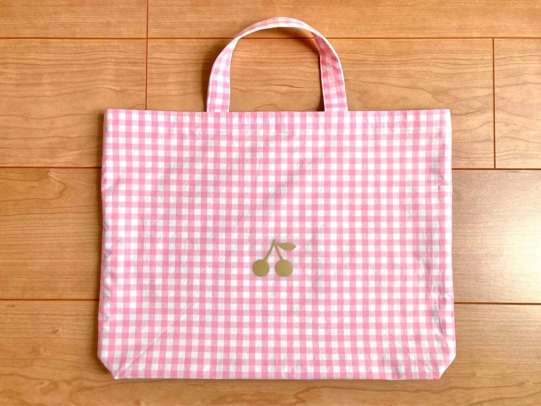 ハンドメイド レッスンバッグ ギンガムチェック ピンク