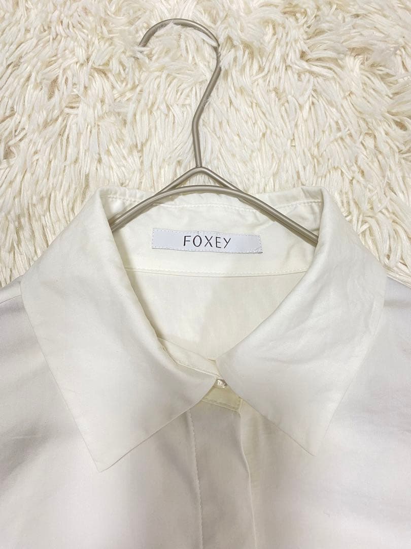 FOXEY ホワイト パフスリーブシャツ 38