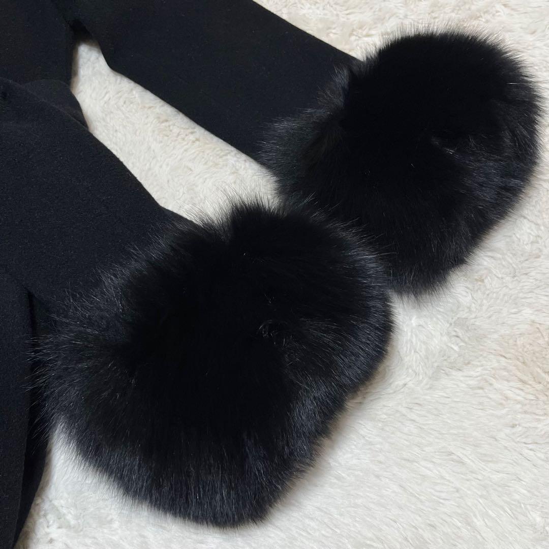 美品　ジーザスディアマンテ　プリンセスコート　ベルト　ファー　アンゴラ　花柄　黒