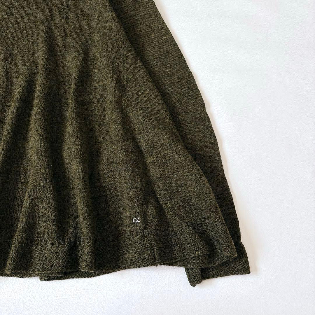 未使用級♡45R アルル超ガーゼのフレアータートルネックＴシャツ ウール カーキ