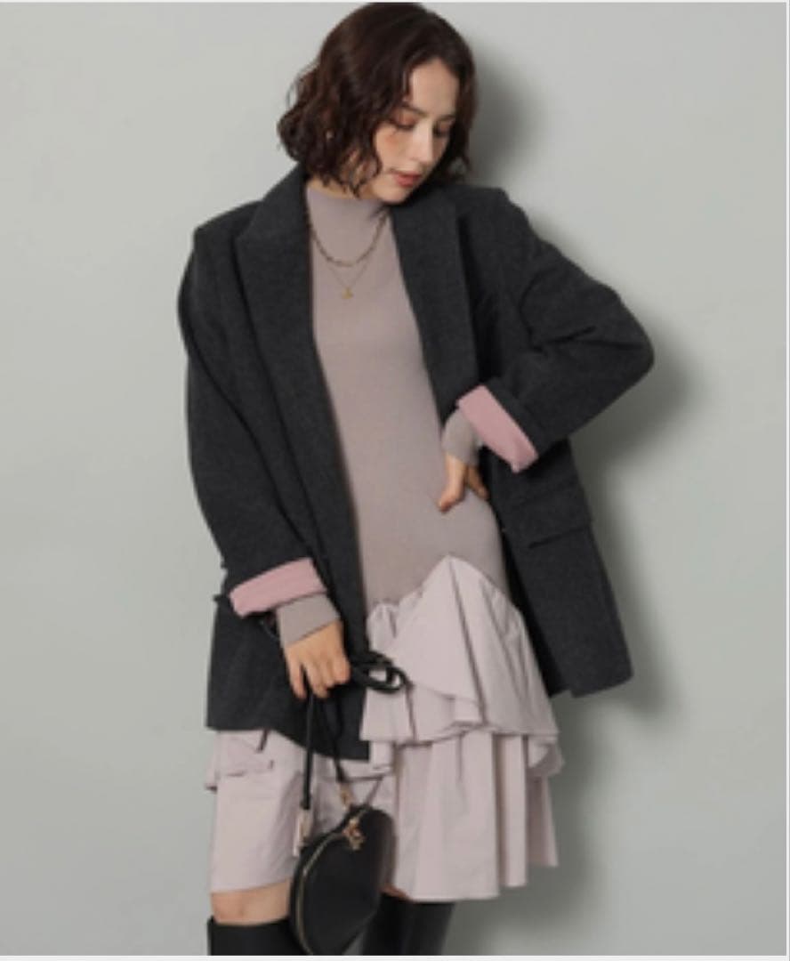 【新品未使用タグ付】Arpege story Wジャケットコート　濃灰